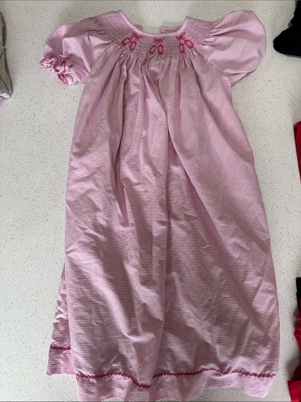 Girls Pink Striped Smocked dress size 6